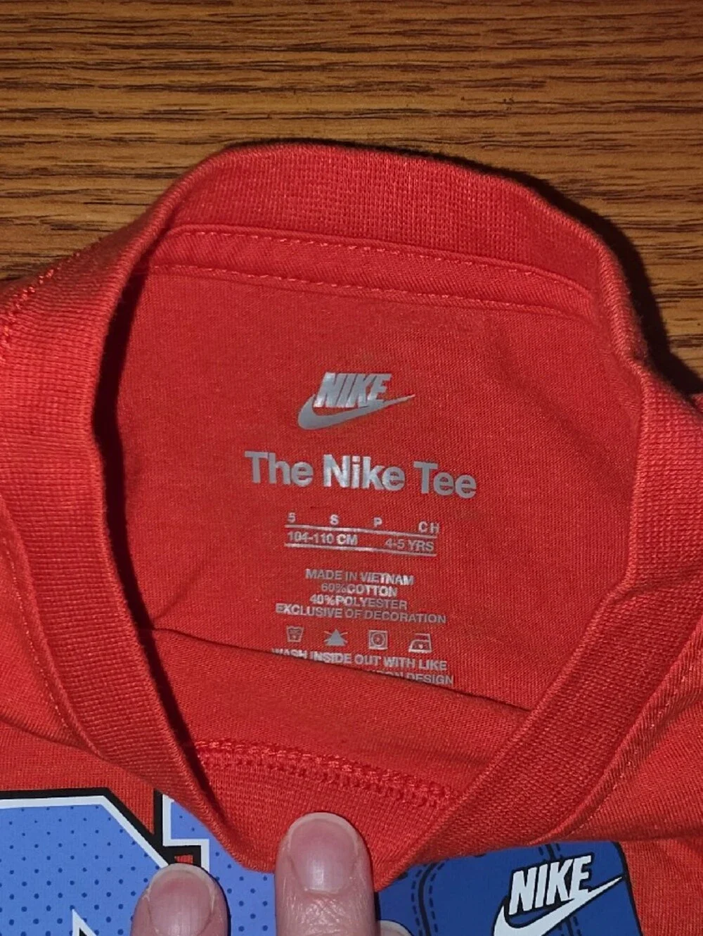 Nike Red Kids' Baseball Graphic Tee with Blue Accents